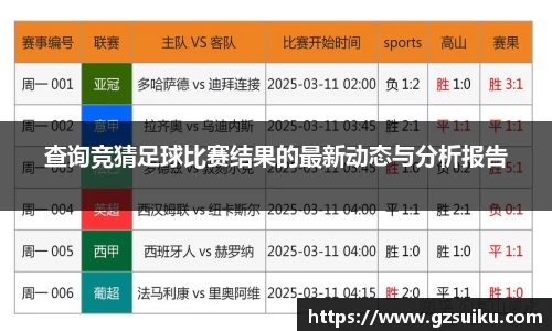 查询竞猜足球比赛结果的最新动态与分析报告