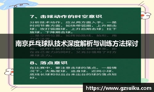 南京乒乓球队技术深度解析与训练方法探讨
